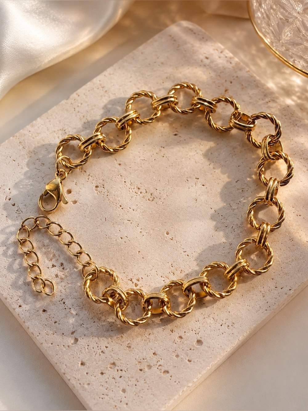 Gold Plated Twisted Link Bracelet - Women Jewelry